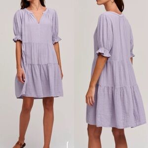 Velvet Graham & Spencer Cotton Gauze Mini Dress Lilac Sz M